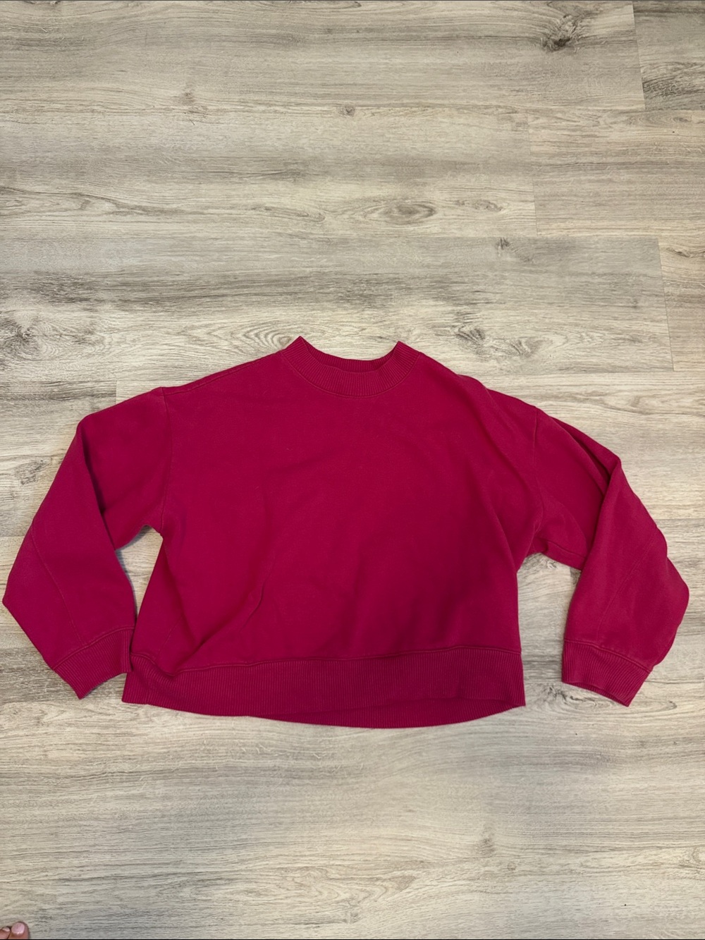 A New Day Cropped Crewneck Sweatshirt in Deep Raspberry